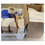 shop towels with cleaning supplies
