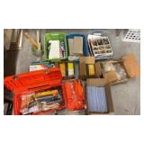 brand new boxes of chalk oil, pastels, watercolors, sending bricks, crayons, large glue sticks, paint brushes, Clay, and cutting tools