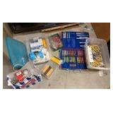 crayons, paint, roller, art paste, and lightbulbs