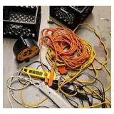 crate of extension cords and extension Outlets