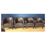 four leather chairs, two with minor damage