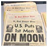 vintage Saint Paul Pioneer press and Minneapolis Tribune papers from the 60s and 70s