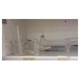 vile holders, funnels, unique glass chem pieces