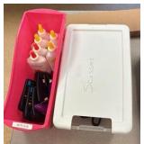 miscellaneous school supplies, and containers