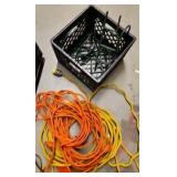 crate of extension cords and extension Outlets