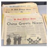 vintage Saint Paul Pioneer press and Minneapolis Tribune papers from the 60s and 70s