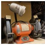 two crates lightbulb plate wire, grinding wheel