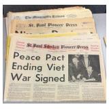vintage Saint Paul Pioneer press and Minneapolis Tribune papers from the 60s and 70s