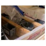 two crates lightbulb plate wire, grinding wheel