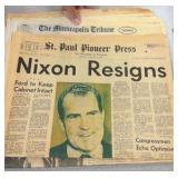 vintage Saint Paul Pioneer press and Minneapolis Tribune papers from the 60s and 70s