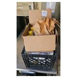 crate of first aid hand sanitizer masks