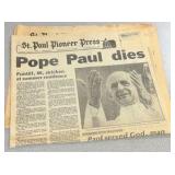 vintage Saint Paul Pioneer press and Minneapolis Tribune papers from the 60s and 70s