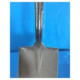Nupla Ergo-Power round point shovel, featuring a bright yellow fiberglass handle and a steel blade.