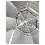 Tommy Bahama Groundbreaker 7ft beach umbrella with a blue fabric.