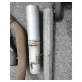 Exhaust manifold with a turbocharger attached, along with various 4" straight and bent pipes, a muffler or resonator, and a tailpipe tip.