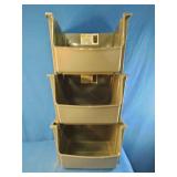 Mighty Tuff Large Nesting Stack Storage Bin made of gray plastic.