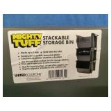 Mighty Tuff Large Nesting Stack Storage Bin made of gray plastic.