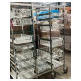 MSRP $5,000 Technibilt SmartCell HD Storage Cart -16 White Polycoated Baskets w/Removable Inserts, Height Adjustable Metal Glide Track System, 6ft Mobile Unit, High Density Storage Organizer for Wareh