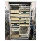 MSRP $4,000+ MOBILE HOSPITAL INVENTORY MANAGEMENT CABINET, 80"H x 48"W x 24"D, ROLLING BIN STORAGE SYSTEM W/ CASTERS, DUAL-COLUMN ORGANIZER FOR MEDICAL SUPPLIES, PARTS, CABLES & MATERIALS MANAGEME