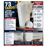 WHOLESALE $1,000 LOFTED POLYESTER BATTING ROLL #2, APPROX 73 YDS, QUILT BATTING, UPHOLSTERY PADDING, CUSHIONS, COMFORTERS, PET BEDS, MATTRESS TOPPERS, CRAFTS, SOFT GOODS MANUFACTURING & RESELLER L