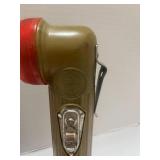 Vintage Boy Scouts Olive Green Angle Flashlight WORKS. And BSA Flint and Steel Set