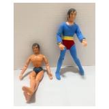 2 Vintage Mego 8" Superman 1971 and 1974 Action Figures