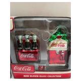 Four Mini Blown Glass Coca Cola Ornaments