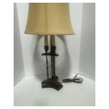 Vintage Stiffel(?) Table Lamp Metal and Wood 29"