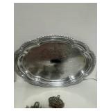 Two Silver Trays and Gold Tone Skeleton Key Décor