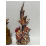 Two Vintage Hand Painted Ceramic Roosters