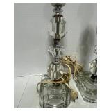 Pair of Antique Crystal Stacked Dresser Lamps