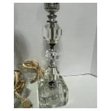 Pair of Antique Crystal Stacked Dresser Lamps