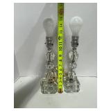 Pair of Antique Crystal Stacked Dresser Lamps