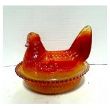 Vintage Boyd Amberina Swirl Glass Hen on Next 6