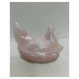 Fenton Pink Carnival Glass Hen on Nest 5.5"