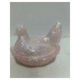 Fenton Pink Carnival Glass Hen on Nest 5.5"