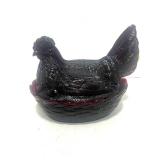 Vintage Westmoreland Deep Red Hen on Nest 6"