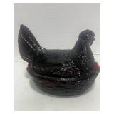 Vintage Westmoreland Deep Red Hen on Nest 6"