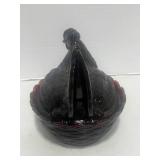 Vintage Westmoreland Deep Red Hen on Nest 6"