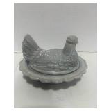 Vintage Mosser Slag  Glass Hen on Nest 6.5