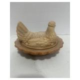 Vintage Westmoreland Butterscotch Slag Hen on Nest 5.5"