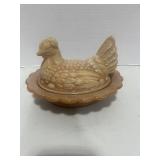 Vintage Westmoreland Butterscotch Slag Hen on Nest 5.5"
