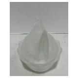 Vintage Fenton Frosted Glass Hen on Nest 5"
