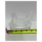 Vintage Fenton Frosted Glass Hen on Nest 5"