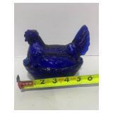 Vintage L.G. Wright Cobalt Blue Hen on nest