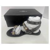 Genuine NIB COACH Eleanor Mirror Metallic Sandals 6.5M