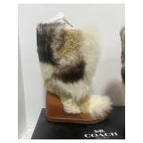 Genuine NIB COACH Morton Calf/Sherling Mix Saddle/Natural 7M
