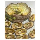 Vintage Noritake Hand Painted Peanut Bowl and Nut Dishes Chip on Rim