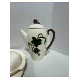 Vintage 3-Piece Metlox Poppytrail California Ivy Teapot, Butter and 13" Serving Plate