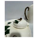 Vintage 3-Piece Metlox Poppytrail California Ivy Teapot, Butter and 13" Serving Plate